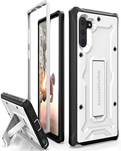 ArmadilloTek Vanguard Designed for Samsung Galaxy Note 10 Case (2019 Release) Military Grade Full-Body Rugged with Kickstand Without Built-in Screen Protector - White