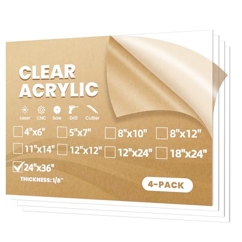Langaelex 4 Pack 24x36 1/8" Clear Plexiglass Sheets for Window Display