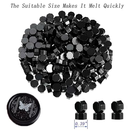 ANBOSE Octagon Sealing Wax Beads - 500 Pieces for Wax Seal Stamp Making Seals (Black), medium - Image 2