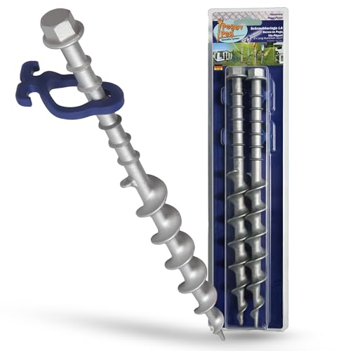 Peggy Peg – 2 Stück Schraubheringe Long aus Aluminium 31cm – Erdschrauben für Normale bis...