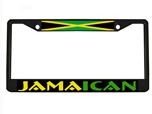 Jamaican Black Metal Auto License Plate Frame Car Tag Holder