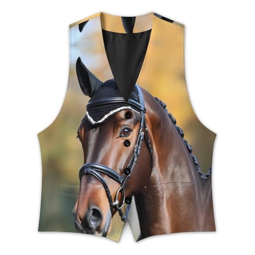 Riding Horse Men's Formal Suit Vest for Business Formal Or Casual Dress Waistcoat Wedding3