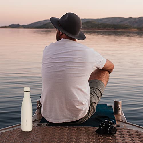 Stainless Steel Insulated Water Bottle, 17Oz Metal Thermos Water Bottles, Leak Proof Bpa-Free Dishwasher Safe Reusable Flask For Sports Travel, Cream White #TOP5