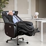 ECOTOUGE Electric Executive Chair with Footrest, Ergonomic Reclining Office Chair, Big and Tall High-Back Computer Chair for Office, 400LBS Weight Capacity, Black