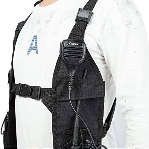JIZHENG Radio Shoulder Harness Holster Chest Holder Universal Vest Rig for Police Firefighter Search Rescue Essentials Two Way Radio Holster 2 Pack, black-2 pack - 4