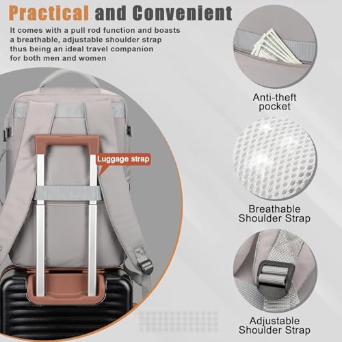 Image of 50L Travel Backpack, Flight Approved Carry On Laptop Backpack | Water-resistant, Fits 18 inch laptop, Hiking, Camping, Business, Commute, Men & women