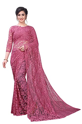 Sari jacquard en coton rose taille unique résolvant le problème de taille pour votre tenue indienne