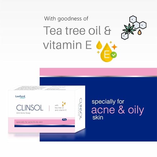 Image of Clinsol Soap Pack of 3 (75g Each)- Enriched Tea Tree Oil with Vitamin E for Soft Skin Helps to remove Acne and Makes Skin Nourished And Clear