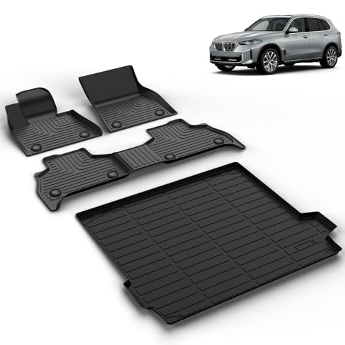 VOUKIY All Weather Car Floor Mats & Cargo Liner Set Fit for X5 2019 2020 2021 2022 2023 2024 2025 2026 Floor Liners Trunk Liner X5 Cargo Mat Accessories Black
