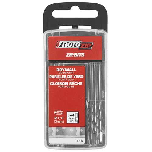 Roto Zip GP16 1/8-Inch Guide Point Drywall Cutting Zip Bit, 16-Pack