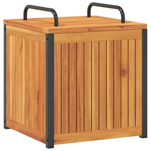 Lumanois Baúl de Cojines jardín Madera Maciza Acacia Acero 45x45x45/53cm,Mobiliario,Cajas de almacenaje para Exteriores,10.5kg-367607