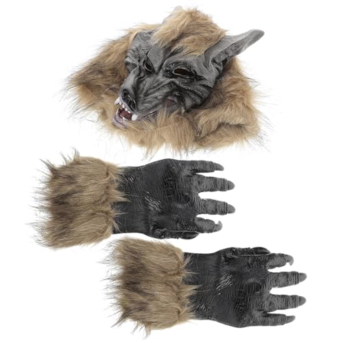 Masque de Loup-garou Adulte GARVALON avec Moufles Assortis pour Halloween