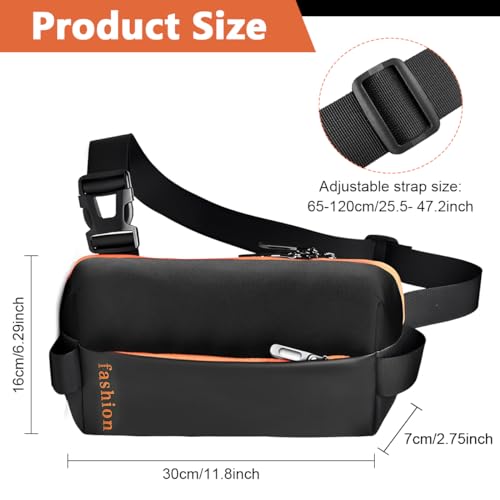 Image of GUSTAVE Waist Bag for Men Women with Adjustable Strap, Sling Bag Cross Body Bag Large Waterproof Oxford Cloth Chest Bag Fanny Pack for Hiking Travel Camping Running Sports Outdoors