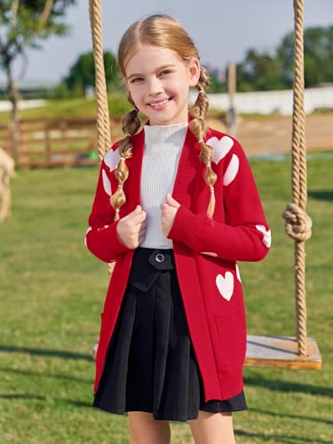Image of Girls Cardigan Kids Open Front Oversized Sweater with Pockets | Casual Cardigans, Soft Knit, Long Sleeve, Uniform Cardigan for Girls, 7-14 Years