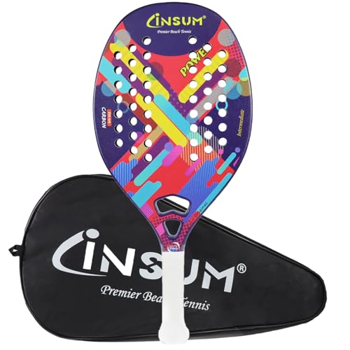 Beach Tennis Racket - Carbon Fiber Beach Tennis Paddle with Sand Grit Surface - Soft EVA Racquet...