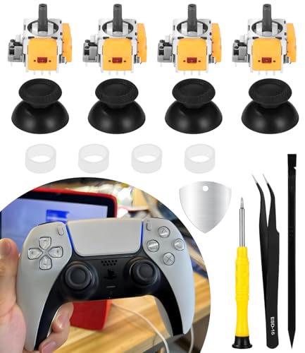 Zaxiva 4 Stück Hall Effekt Sticks Kompatibel mit Play Station 5 PS5 KontrollerAnalog Sensor Joystick,4 Stück Daumenkappe Thumbstick Reparatur,Playstation 5 Conrtoller Zubehör Installationswerkzeuge
