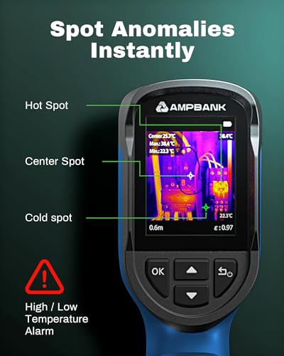 H128 Handheld Thermal Camera, 240 x 240 TISR Resolution, 24h Battery Life Thermal Imaging Camera, 25 Hz Infrared Camera with Temperature Alarm, -4℉~ 842℉ Temp Range, IP65 Protection Level- Blue