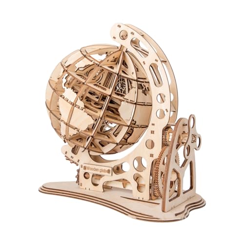DOITOOL 積み木風み立て木製工芸品 オーナメント インテリア飾り デスクトップ装飾用 独創的な地球儀デザイン