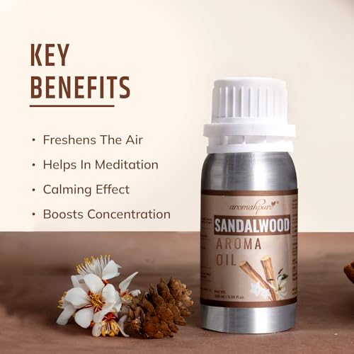Image of Aromahpure Sandalwood Aroma Oil | 100ml Undiluted & Natural | Long-Lasting Scent for Aromatherapy, Candle & Soap Making, Diffusers, Room Freshener, Humidifier, Bathroom Revitalizer & Home Essentials