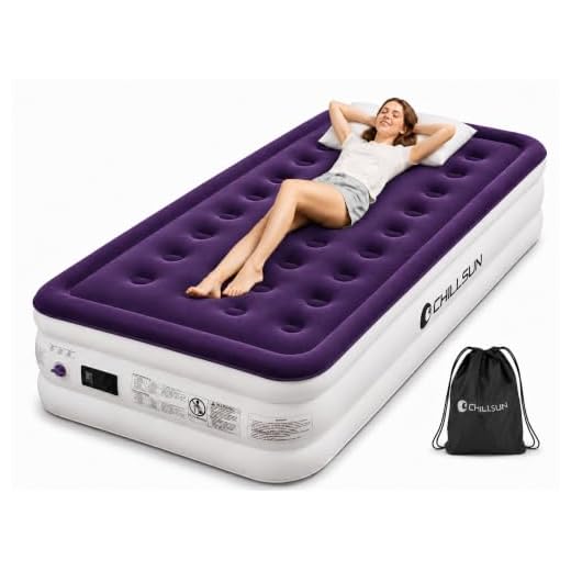 CHILLSUN Twin Air Mattress Inflatable Airbed with Built in Pump, 3 Mins Quick Self-Inflation, Comfortable Top Surface Blow Up Bed for Home Portable Camping Travel, 75x39x18'', 550 lb MAX
