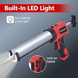 Electric Caulking Gun: Silicone Sealant Gun with 300 KG Thrust, Lightweight Caulk Gun with Constant Flow Tech, 10oz Caulk Guns with LED Light Auto Retract for Filling and Sealing