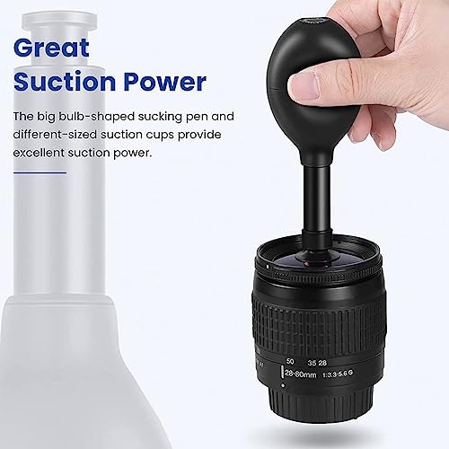 Pinafresa Lens Sucker Strong Suction Lens Puller Kit with 7 Interchangeable Suction Cups Strong Suction Manual Vacuum Suction Pen Lens Puller - Image 3