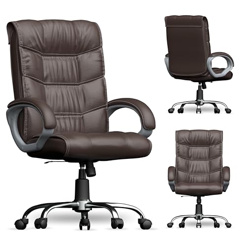 Image of FUGO FG10C Orthopaedic Office Chair, Adjustable Height, Tilting Mechanism, Heavy Duty Metal Base, Dual Nylon Casters, Comfortable Desk Chair for Work, 3 Years Warranty (Brown)