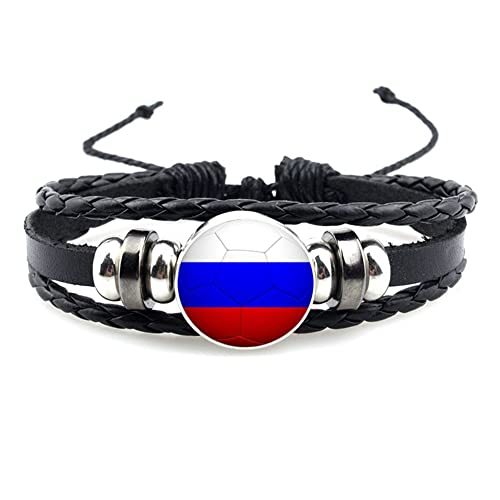 N - A Flag Bracelet World Cup Football 2 Pieces Country Braided Bracelet World Cup Country Flag Bracelet Women Men Child, One Size, Glass