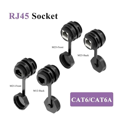 Conector de red impermeable CAT6A RJ45 con proteccion industrial M25 3