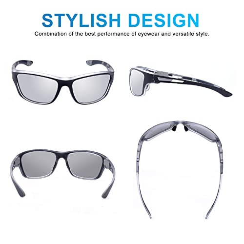 OKH 2 Pieces Sport Sunglasses For Men Women UV400 Protection Polarized Goggle Wrapped Around Cycling Glasses Unisex for Bicycles Fishing - Image 2