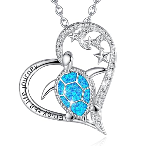 AEONSLOVE 925 Sterling Silver Turtle/Dolphin/Starfish/Whale/Seahorse/Octopus Necklace Ocean Jewelry Gifts for Women Ocean Lovers