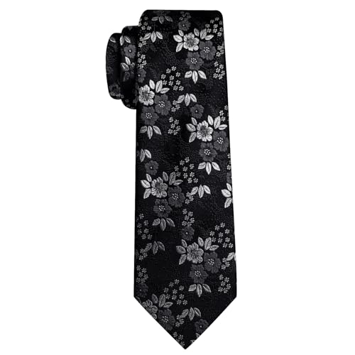 Image of Barry.Wang Men Tie Set Floral Paisley Silk Necktie Pocket Square Cufflinks Formal Wedding Party Business