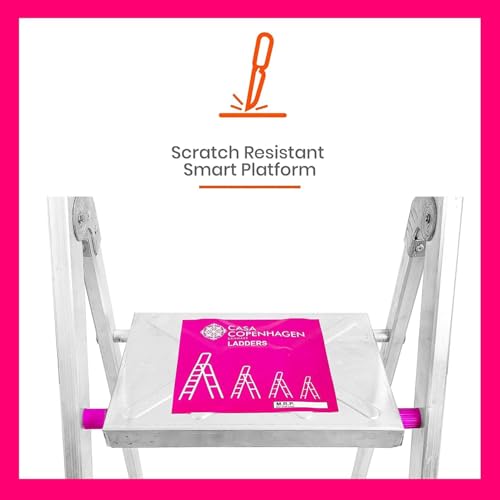 Image of Casa Copenhagen Designed in Denmark, 7-Step Foldable Aluminium Ladder Laser Cut with Super Advance Sure-Hinge Technology,7 Years Warranty - Silver