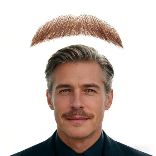 Realistic Fake Mustache Human Hair Handmade Fake Beards with Invisible Soft Lace Perfect for Halloween Cosplay Theater Costumes and Daily Use