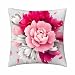 oFloral Throw Pillow Cover Luxurious Peony Flower Pillow Case Square Cushion Cover for Sofa Couch Home Car Bedroom Living Room Decorative 18" x 18" Red Pink White