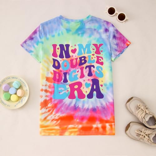 Image of IZYJOY in My Double Digits Era Shirts Girls 10th Birthday T-Shirts 10 Years Old Birthday Party Short Sleeve Summer Tee Tops