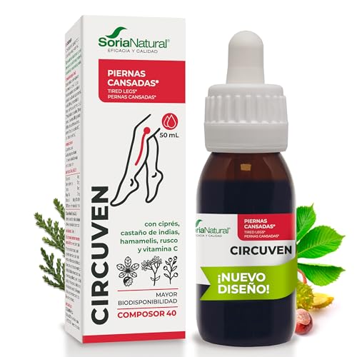 Soria Natural Composor 40 Circuven - Alivio Piernas cansadas, Favorece la Circulación de Retorno - Castaño de Indias, Ciprés, Hamamelis,Rusco, Vitamina C - Bote de 50mL