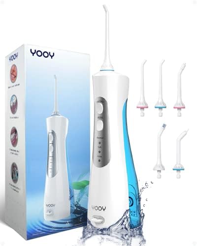 YOOY Advanced Water Flosser for Teeth Gums Braces Dental Care, Cordless Rechargeable Oral Irrigator,5 Jets IPX7 Waterproof,Powerful Battery for 30 Days Use,Customer Service for 24 Months Warranty