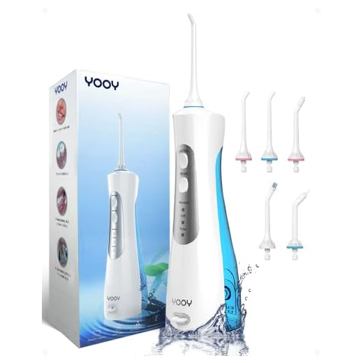 YOOY Idropulsore Dentale, Irrigatore Orale Professionale,Con 5 Ugelli E 3 Modalità, Pulisce Efficacemente i Denti, Ricarica USB, Adatto Per La Casa E Il Viaggio Water Flosser