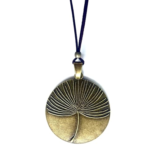 Colgante Mujer Diente de León en Zamak Bronce - Collar Largo con Altura Ajustable - Colgante Grande Amuleto de Protección Perfecto para Regalo (Bronce)