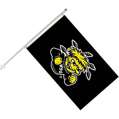 Seasonal Designs NCAA Wichita State Shockers Collegiate Helmet Flag Kit, Black, Size 3 x 5