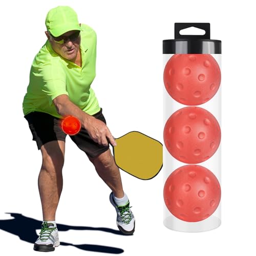 Bolas de Pickleball: espuma de PU de 7,4 cm 27 g | Pack de 3 bolas de entrenamiento de calentamiento | Bolas de perforación Pickleball interiores para práctica, entrenamiento y desarrollo de