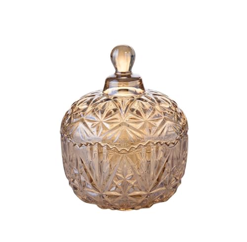 1 bocal à bonbons en verre de cristal de 260 ml avec motif à facettes en diamant et couvercle en cristal – Sucrier, buffet de bonbons de mariage, pot de rangement...