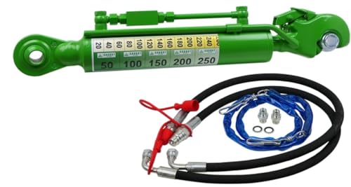 Hydraulischer Oberlenker Kat 2 mit Fanghaken und Kugelauge – 250 mm Hub, verstellbarer Toplink für Traktor Dreipunktaufnahme, robuste Ausführung für landwirtschaftliche Anbaugeräte