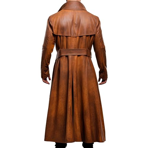 Men's Vintage Leather Duster A7 Coat – Full Length Cowboy Trench Coat New Vegas NCR Ranger Armor Costume for Men2