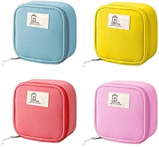 BeeChamp 4pcs Cute Small Travel Sanitary Holder Girls Waterproof Cosmetic Jewelry Bags Lipsticks Electronics Makeup Organizers for Women