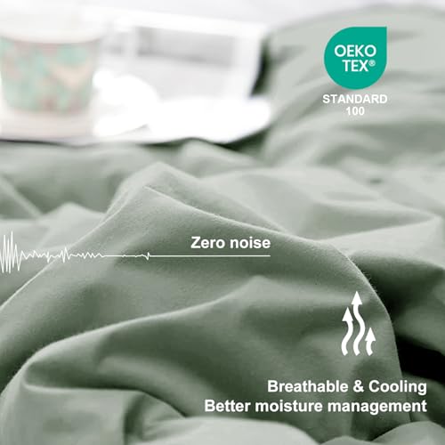 Image of MEELUS Lightweight Comforter Cooling Sage Green, All Season Duvet Insert