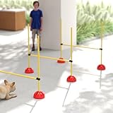 PawHut Agility Set Hunde, 4-teiliges Agility Ausrüstung mit höhenverstellbar Hürden Tragetasche Trainingszubehör, befüllbar Steckhürdenset für Hundetraining, Trainingsset für Hunde