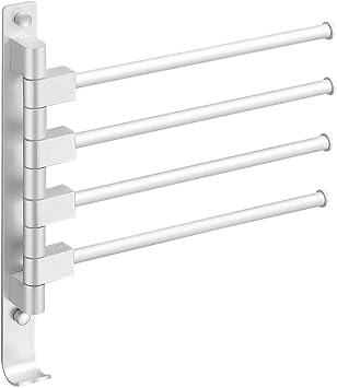 BTZHY Towel Rack Towel Rack Towel Rail Towel Rack 180 Degree Rotation Towel Shelf Towel Wall Hanging with Hooks Bathroom Movable Towel Stand Holder Towel Bar Towel Bar Towel Holder/Silver The New