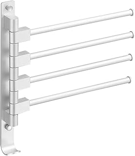 Towel Rack Towel Rail Towel Rack 180 Degree Rotation Towel Shelf Towel Wall Hanging with Hooks Bathroom Movable Towel Stand Holder Towel Bar Towel Bar Towel Holder/Silver